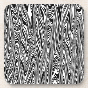 Zwart-wit Abstract ZigZag Swirl Bier Onderzetter