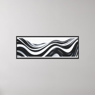 Zwart-wit Abstracte golven Canvas Print