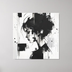 Zwart-wit abstracte kunst canvas afdruk