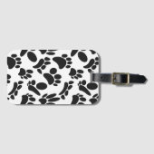Zwart-Wit Abstracte Kunst Hond Pootafdruk Bagagelabel (Voorkant (horizontaal))