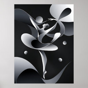 Zwart-wit Abstracte kunst, Modern Dancer Poster