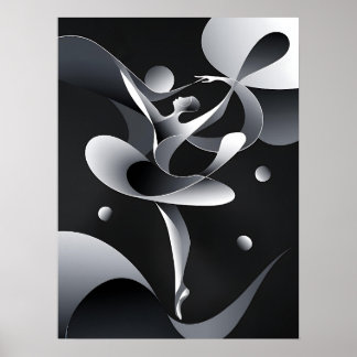 Zwart-wit Abstracte kunst, Modern Dancer Poster