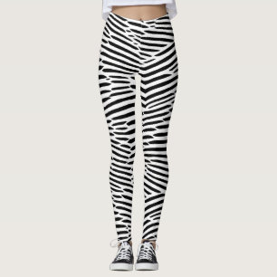 Zwart-wit Abstracte lijnen Artsy Leggings