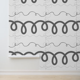 Zwart-wit Abstracte lijnen behang