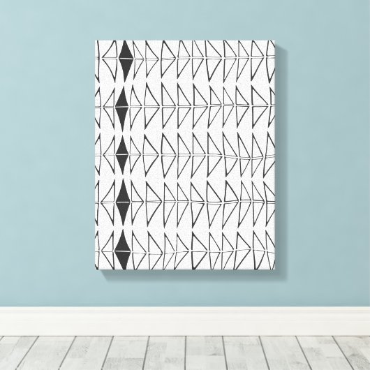 Zwart wit Abstracte lijnen vormen artsy patroon Canvas Afdruk (Insitu (Houten vloer))
