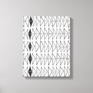 Zwart wit Abstracte lijnen vormen artsy patroon Canvas Afdruk