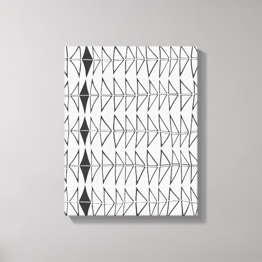 Zwart wit Abstracte lijnen vormen artsy patroon Canvas Afdruk (Voorkant)