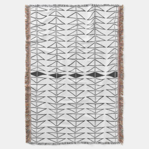 Zwart wit Abstracte lijnen vormen Quirky Pattern Deken