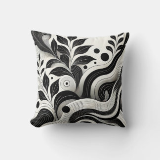 Zwart-wit Abstracte Natuur ontwerp Kussen