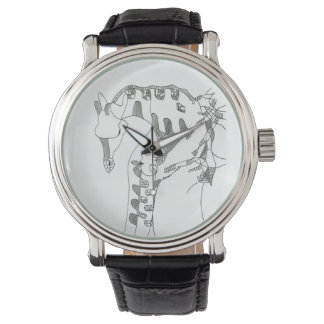 Zwart-wit abstracte stok tapijten houten wand horloge
