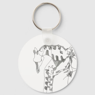 Zwart-wit abstracte stok tapijten houten wand sleutelhanger