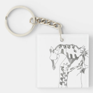 Zwart-wit abstracte stok tapijten houten wand sleutelhanger
