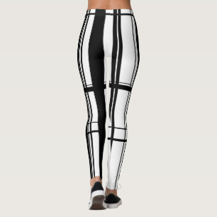 zwart-wit abstracte strepen leggings