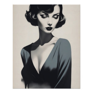 Zwart-wit Abstracte vrouw Perfect Poster