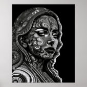 Zwart-wit Abstracte vrouw Poster (Voorkant)