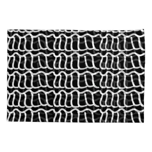 Zwart-wit Abstracte Wavy Line Patroon Naadselen Kussensloop (Achterkant)