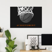 Zwart Wit Achievement Basketbal Poster (Thuiskantoor)