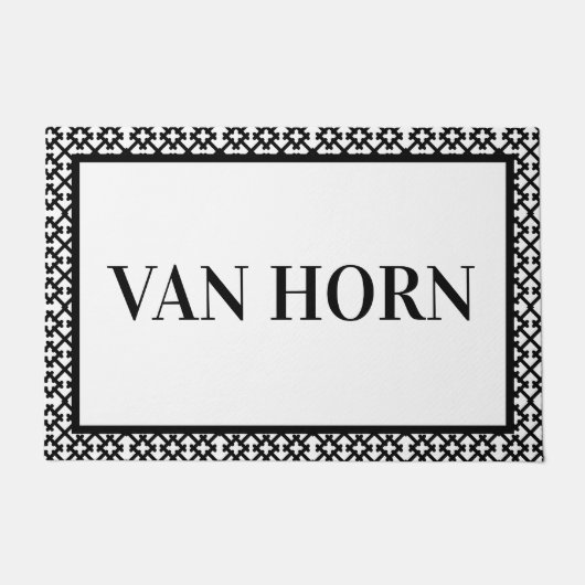 Zwart-wit Achternaam Deurmat Modern Design (Voorkant)