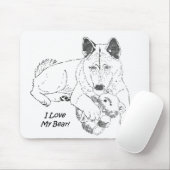 zwart-wit afbeelding van een schattige akita hond muismat (Met muis)