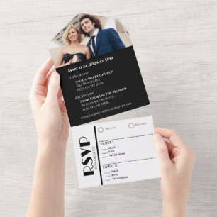 Zwart-wit Affair-Trouwringen- All In One I All In One Uitnodiging