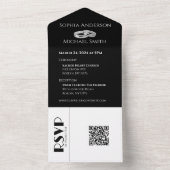 Zwart-wit Affair-trouwringen- All In One Uitnodiging (Binnen)