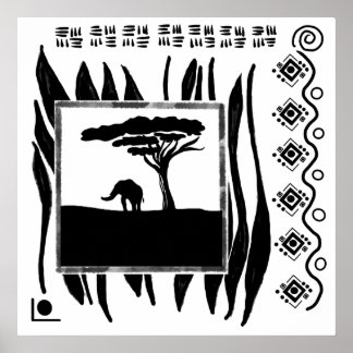 Zwart-Wit Afrika Olifant Poster