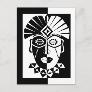 Zwart-wit Afrikaans masker Briefkaart
