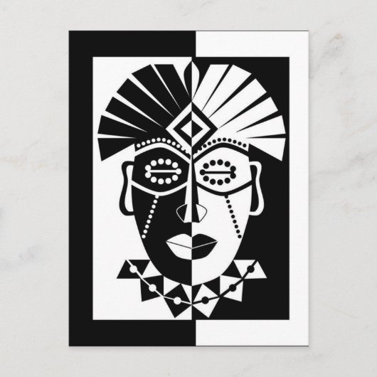 Zwart-wit Afrikaans masker Briefkaart (Voorkant)