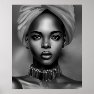 Zwart Wit Afrikaanse vrouwen monochroom juweel 2 Poster