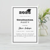 Zwart wit afstudeerfeest 2025 kaart (Staand voorkant)