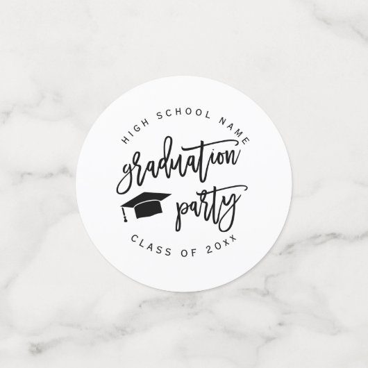 Zwart-wit afstudeerfeest klasse van cocktail confetti (Kleine voorkant)