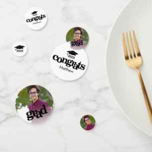 Zwart wit afstuderen 3 vetgedrukte fototypografie confetti