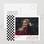 Zwart-wit afstuderen Aankondiging Briefkaart (Voorkant / Achterkant)