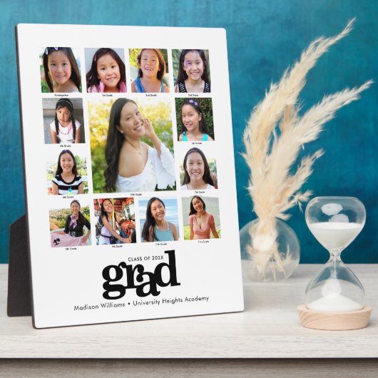 Zwart Wit Afstuderen K-12 Fotocollage Modern Fotoplaat (Zijkant)