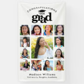 Zwart Wit Afstuderen K-12 Fotocollage Modern Spandoek (Verticaal)