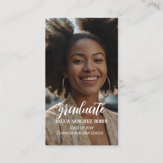 Zwart-wit afstuderen klasse van 2025 qr code informatiekaartje (Voorkant)