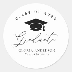 zwart-wit afstuderen ronde sticker