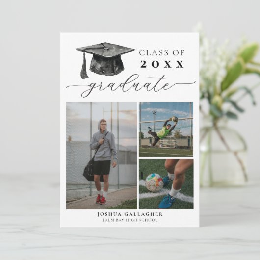 Zwart-wit Afstuderen Save the Date Aankondiging (Staand voorkant)