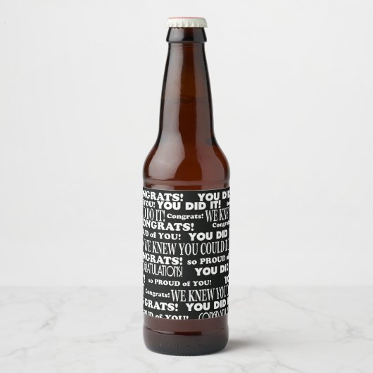 Zwart-wit Afstuderen thema Bier Etiket (Voorkant)