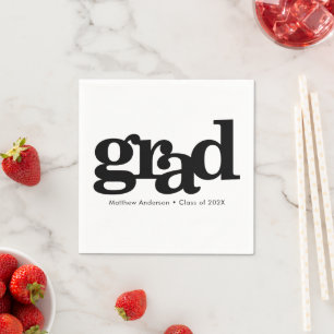 Zwart wit afstuderen typografie modern simpel servet