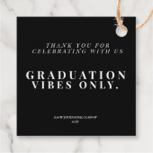 Zwart-wit Afstuderen Vibes Only Dank u Bedankjes Labels (Achterkant)