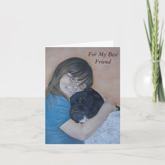 zwart-wit akita knuffelen beste vriend kaart (Voorkant)