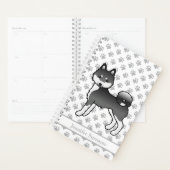 Zwart-wit Alaskan Klee Kai Cartoon Hond Planner (Display)