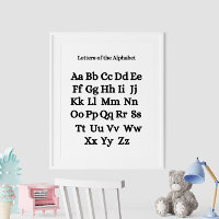 Zwart-wit alfabet Educatief Poster