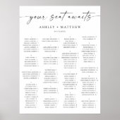 Zwart & Wit Alfabetische Huwelijkszitgrafiek Poster (Voorkant)