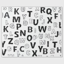 Zwart & Wit Alfabetpatroon Inpakpapier