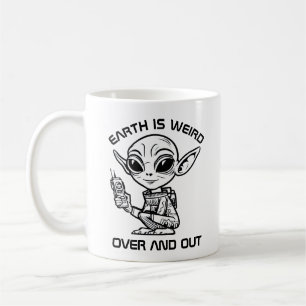 Zwart-wit alien koffiemok
