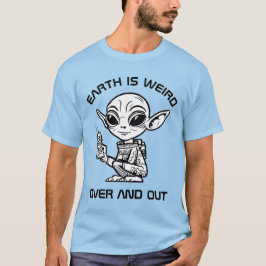 Zwart-wit alien t-shirt