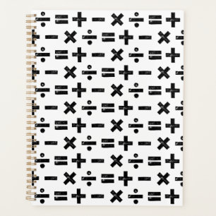 Zwart-wit Alle Wiskunde Symbolen Lino Cut Planner