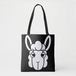 Zwart-wit Alpaca Head Canvas tas van Wighar